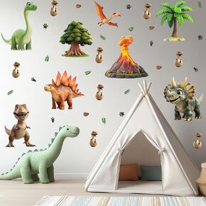 4 Sheets 36 Pcs Dinosaur Decals Stickers, Dino Volcano Cave Nursery Wall Decal Toddler Playroom Kids Wall Decals, Kids Room Decorations Girls Boys Bedroom Classroom Daycare Art in Saudi Arabia