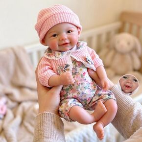 Lifelike Reborn Dolls 13 Inch Can Open Mouth Full Body Silicone Baby Doll, Realistic Handmade Newborn Girl Baby Dolls with Accessories, for Kids in Kuwait