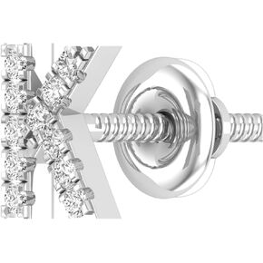 Dazzlingrock Collection Round White Diamond Ladies Alphabet Initials Letter 1Pc Stud Earrings (0.05 ctw, Color I-J, Clarity I1-I2) in 18K White Gold in Kuwait