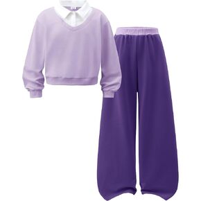 GEMLON 2PCS Sweatsuits Girls Clothes Preppy Striped Clothes for Girls 6-14Y in Saudi Arabia