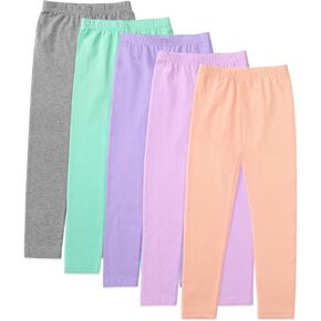 5 Pack Girls Cotton Leggings Soft Cotton Full Length Stretchy Pants, 4-14Y in Saudi Arabia
