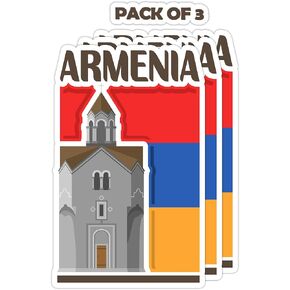 Armenia Souvenir Stickers 3-Pack - Handmade Travel Collectible Decals - Flag & Landmark Design (2" Wide (Small)) in Saudi Arabia
