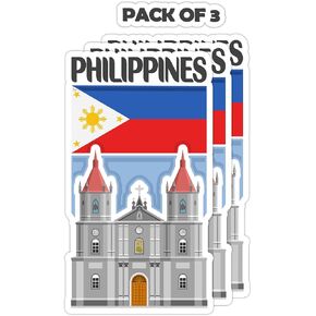Philippines Souvenir Stickers 3-Pack - Handmade Travel Collectible Decals - Flag & Landmark Design (2" Wide (Small)) in Saudi Arabia