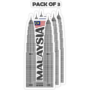 Malaysia Souvenir Stickers 3-Pack - Handmade Travel Collectible Decals - Flag & Landmark Design (2" Wide (Small)) in Saudi Arabia