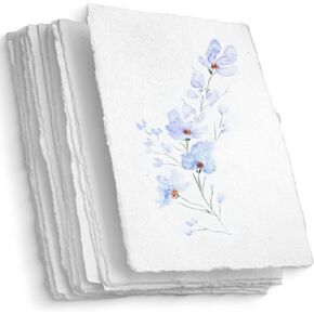 Wanderings Handmade White Deckle Edge Blank Paper - 4" x 6" - Pack of 50 - Watercolor/Mixed Media Paper - Save the Date Invitations Greeting Cards Notes DIY Arts Crafts - Thick 150 GSM in Kuwait