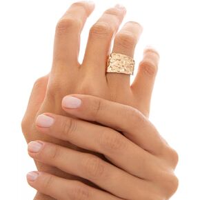 LOUIE'S JEWELRY Hammered Ring, Handmade 925 Sterling Silver with 14K Gold and Rose Gold Plated Options, Adjustable Open Band, Gift for Women and Men in Kuwait