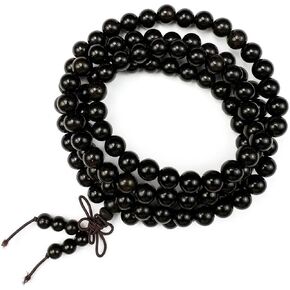 Mala Beads Bracelet 8mm Handmade 108 Natural Wooden Elastic Meditation Prayer Bracelet in Kuwait