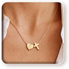 Cross Initial Necklace for Girls Women Birthday Baptism Jewelry Gift in Kuwait