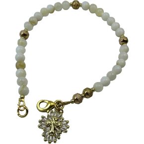 Handmade Anglican Rosary Bracelet, Mother of Pearl Beads, CZ Charm in Kuwait
