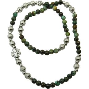 Handmade Rosary Bracelet, African Turquoise and Silver Finish Beads in Kuwait