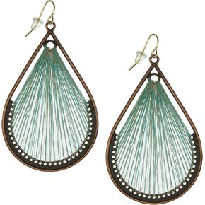 Large Teardrop Copper Threaded Boho Statement Earrings, Color Choices, Hypoallergenic 18K Gold Ear Wires in Saudi Arabia