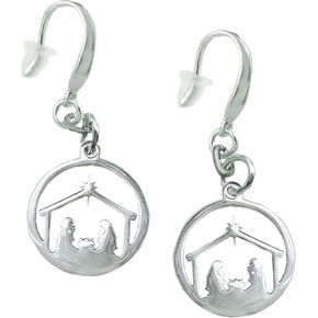 Handmade Christmas Earrings, Laser Cut, Stainless Steel, Nativity Scene in Kuwait