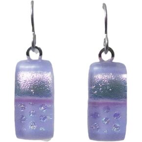 Modern Fused Pink Lavender Dichroic Glass Dangle Earrings 925 Sterling silver N106 in Kuwait
