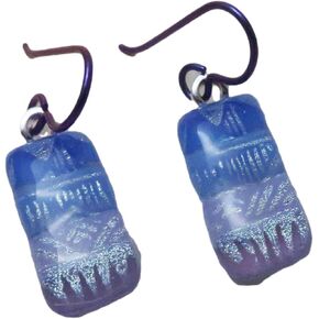 Lavender shades Fused Dichroic Glass Ombre Niobium Dangle Earrings N125 in Kuwait