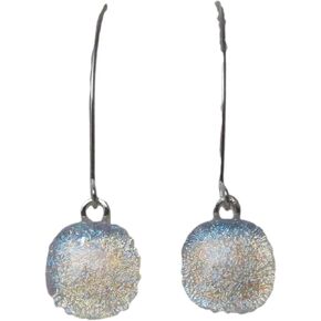 Fused Dichroic Glass Silver Blue Dragonfly Threader Argentium Sterling Silver Earrings in Kuwait