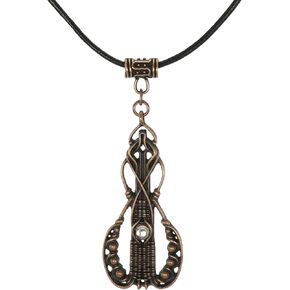 Boho Vintage Style Abstract Copper & Moonstone Pendant with Black Leather Cord Necklace, Length Choices, Gift for Her in Saudi Arabia