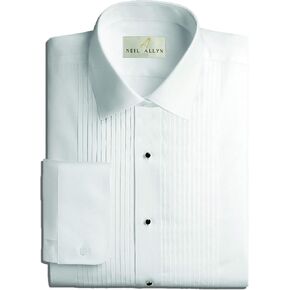Neil Allyn 1/4" Pintuck (Pleat) Laydown Collar Convertible Front and Cuff Shirt,White,X-Large(17.5 X 34-35)White in Saudi Arabia