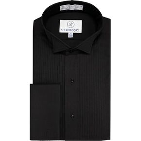Sir Gregory Men's Fitted Tuxedo Shirt with Wing Collar French Cuffs and 1/4 Inch Pleat in Saudi Arabia
