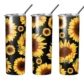 Sunflower Tumbler Sublimation Wrap, Ready to Press, 20 oz Straight Tumbler, Sunflowers Transfer for Tumbler, Flower Tumbler Transfer Wrap in Saudi Arabia