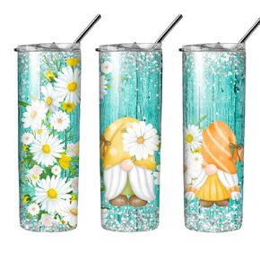 Daisy Gnomes Tumbler Sublimation Transfer, Ready to Press, 20 oz Straight Tumbler, Summer Daisies Transfer for Tumbler, Gnome Transfer Wrap in Saudi Arabia