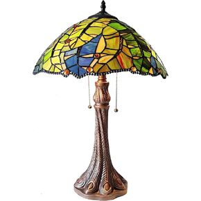Chloe Lighting Monstera-Leaf Floral-Style 2-Light Antique Dark Bronze Finish Stained Glass Window Panel 24" Tall in Saudi Arabia