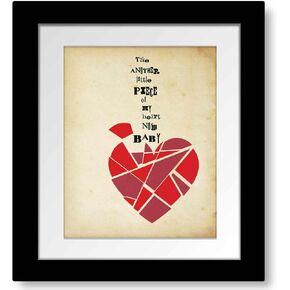 Little Piece of my Heart - Classic Rock Music Illustration Song Lyric Inspired Wall Art Print (14"L x 11"W, Print - Unframed) in Saudi Arabia