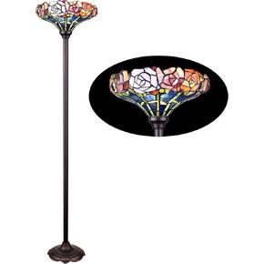 Chloe Lighting Azalea Tiffany-Style Floral Stained Glass Torchiere Floor Lamp 67" Height in Saudi Arabia