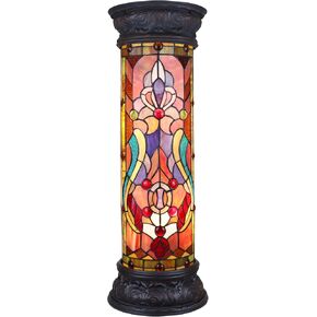 Chloe Lighting Ruby Spectacle Tiffany-Glass 2 Light Victorian Pedestal Light Fixture 30" Tall in Saudi Arabia