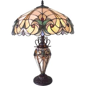Chloe Lighting Liaison Tiffany-Style 3 Light Victorian Double Lit Table Lamp 18" Shade in Saudi Arabia