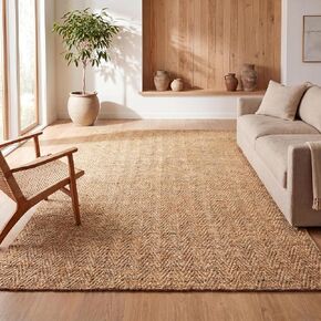 JONATHAN Y Espina Hand Woven Herringbone Chunky Jute Natural Indoor Area Rug, 6x9, Bohemian, Cottage, Easy-Cleaning for Living Room, Bedroom, Kitchen, Pet Friendly, Non-Shedding (NFR101A-6) in Saudi Arabia