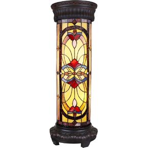 Chloe Lighting Ruby Spectacle Tiffany-Glass 2 Light Victorian Pedestal Light Fixture 30" Tall in Saudi Arabia
