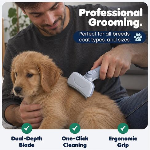 Formit Craft Premium Pet Deshedding Tool –Small Professional Self-Cleaning Undercoat Brush for Dogs & Cats – Advanced Dual-Depth Stainless Steel Grooming Blade with One-Click Hair Release Button in Saudi Arabia