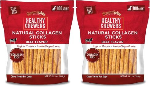 Rewardables | Healthy Chewers | Natural Collagen and Beef Sticks for Dogs | 100 Count | High Protein and Limited Ingredient Dog Chews in Saudi Arabia