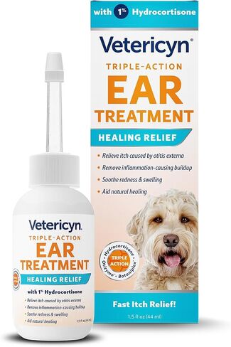 Vetericyn Triple-Action Dog Ear Treatment, Ear Drops with 1% Hydrocortisone in Saudi Arabia