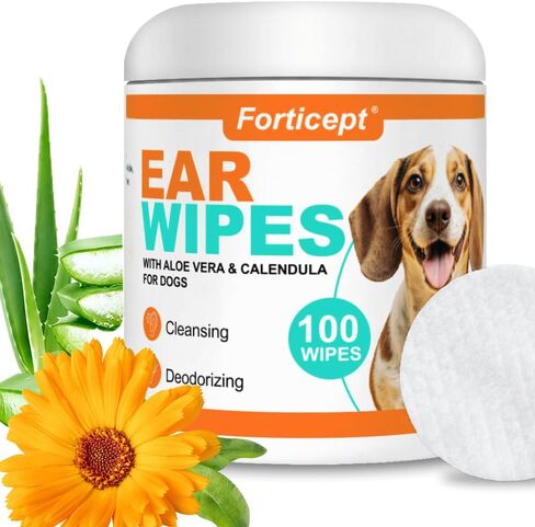Forticept Dog Ear Wipes, Dog Ear Cleaner, Regular Wipes, 100 Count in Saudi Arabia
