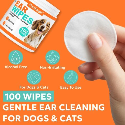 Forticept Dog Ear Wipes, Dog Ear Cleaner, Regular Wipes, 100 Count in Saudi Arabia