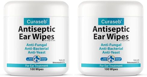 Curaseb Cat & Dog Ear Infection Treatment Wipes – Soothes Itchy & Inflamed Ears – Cleans Debris and Buildup – 100 Count in Kuwait