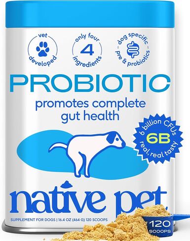 Native Pet Probiotics for Dogs – Dog Probiotic Powder for Gut & Digestive Health, Vet-Formulated 6B CFUs Dog-Specific Probiotic Strains, Supports Stool Quality & Diet Transitions – 60 Scoops in Saudi Arabia