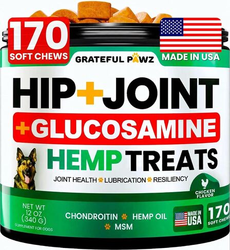 Hemp Hip and Joint Supplement for Dogs - Glucosamine for Dogs - 170 Count in Kuwait