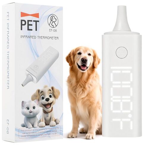 Digital Ear Pet Thermometer for Dogs and Cats, 1 Second Non-Contact, Rechargeable, LED Display, Fever Detection, Accurate Canine and Feline Temperature Reading in Saudi Arabia