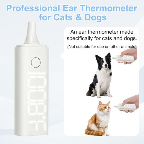 Digital Ear Pet Thermometer for Dogs and Cats, 1 Second Non-Contact, Rechargeable, LED Display, Fever Detection, Accurate Canine and Feline Temperature Reading in Saudi Arabia