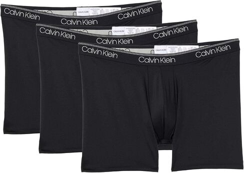 Calvin Klein Men's Microfiber Stretch 3-Pack Boxer Brief, Black, X-Large in Kuwait