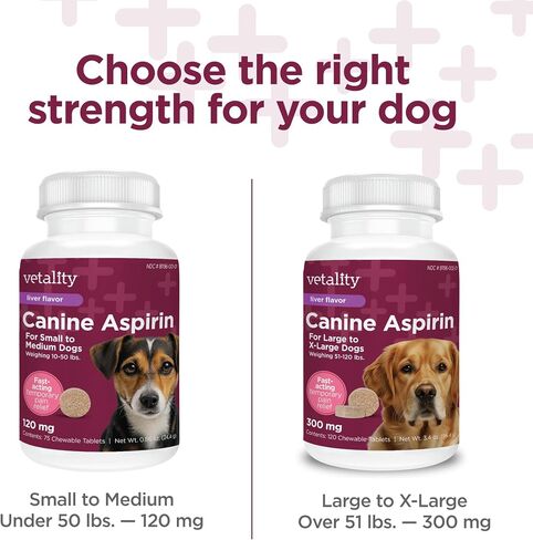 Vetality Canine Aspirin, Fast Pain Relief for Small to Medium Dogs, 75 ct in Kuwait