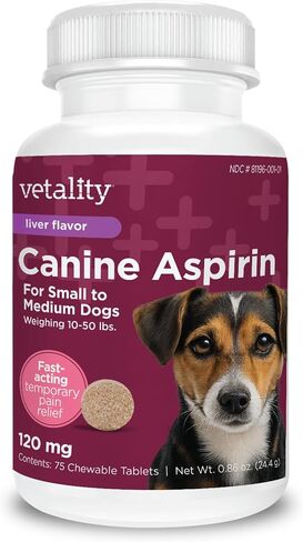 Vetality Canine Aspirin, Fast Pain Relief for Small to Medium Dogs, 75 ct in Kuwait