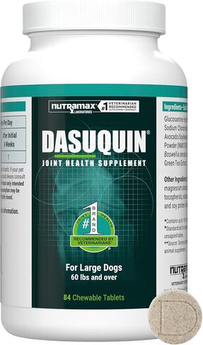 مختبرات Nutramax Dasuquin مع ملحق صحة مشترك MSM للكلاب الكبيرة - مع الجلوكوزامين ، والـ MSM ، و Chondroitin ، و ASU ، و Boswellia serrata ، ومستخلص الشاي الأخضر ، 150 أقراص قابلة للمضغ in Kuwait
