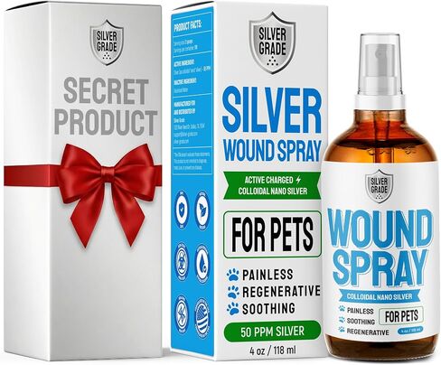 SILVER GRADE Wound Spray for Pets – Colloidal Silver Wound Care for Dogs & Cats – Helps with Skin Irritation, Hot Spots, Rashes, Scratching, Itch, Bites & Burns – Use a Dog Cone – 4 oz in Kuwait