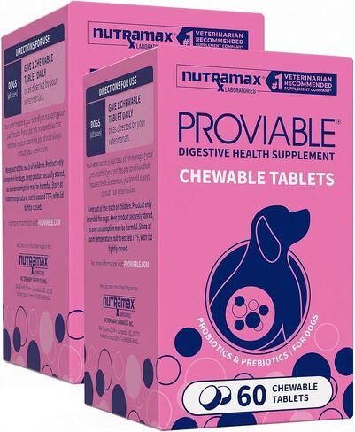 Nutramax Proviable Probiotics + Prebiotics for Dogs, Chewable Tablets, 60ct in Kuwait