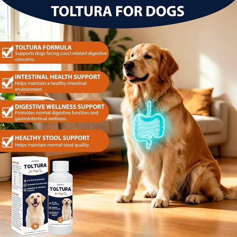 Toltura for Dogs, Oral Suspension for Puppies & Dogs, Supports Digestive Balance and Intestinal Wellness, Pet Care Solution with Chicken Flavor, 1 fl oz in Kuwait