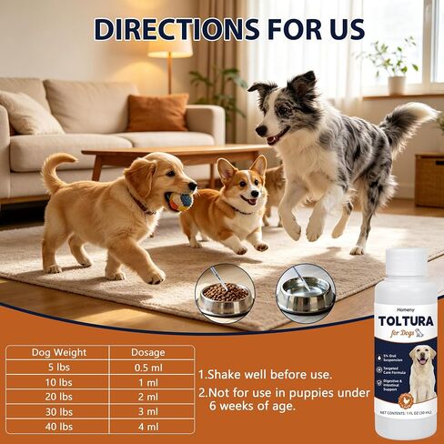Toltura for Dogs, Oral Suspension for Puppies & Dogs, Supports Digestive Balance and Intestinal Wellness, Pet Care Solution with Chicken Flavor, 1 fl oz in Kuwait