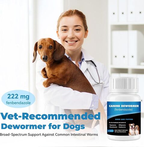 Dewormer for Dogs（Fenbendazole 222mg），Treatment and Control of Tapeworm，Roundworm，Hookworm，Whipworms，Lungworm & Giardia for Small，Medium & Large Dogs, Palatable Beef Flavor，Easy Dosing，30 Tablets in Kuwait